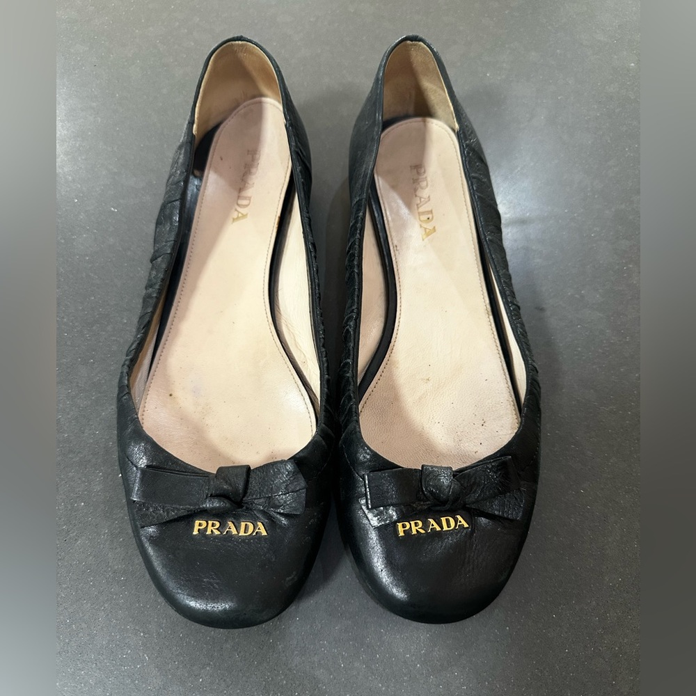 Prada Ballet Slipper Leather Shoes 38.5 8.5